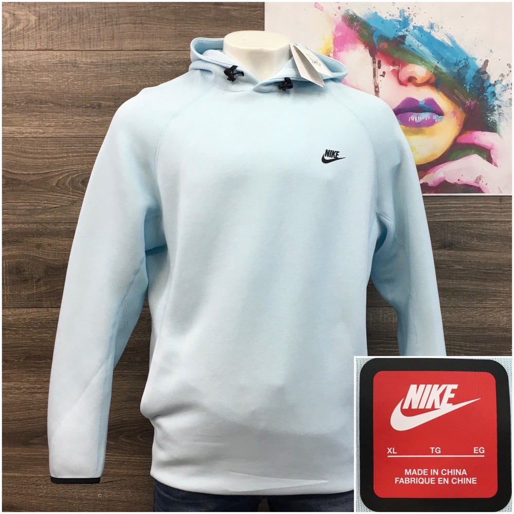 NEW! Nike Men's Light Blue Tech Fleece Hoodie Pullover Style FB8016-474 Size XL